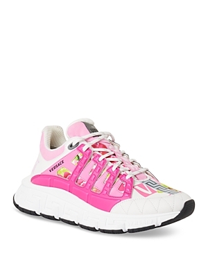 Versace Trigreca Colorblock Fashion Trainer Sneakers In White/paradise Pink