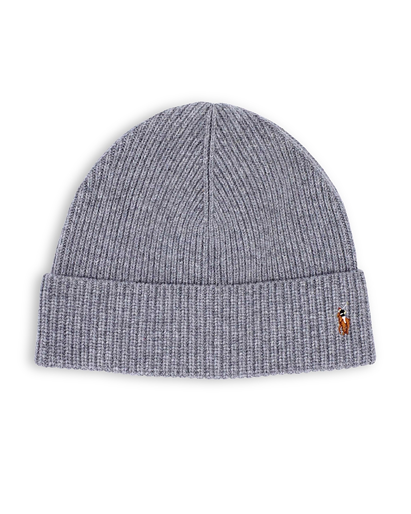 Polo Ralph Lauren Signature Cuff Logo Beanie Hat In Fawn Gray