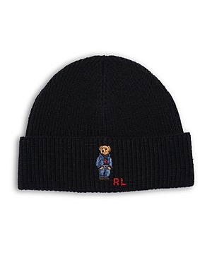 POLO RALPH LAUREN SOLID DENIM BEAR BEANIE