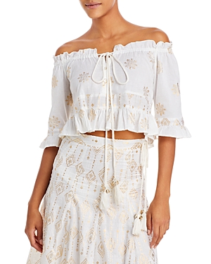 AQUA SWIM METALLIC PRINT CROP TOP SWIM COVER-UP - EXCLUSIVE