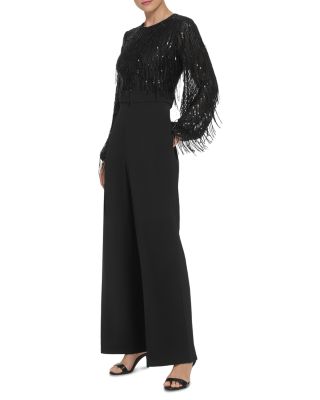 Sequin Fringe Long Sleeve Jumpsuit