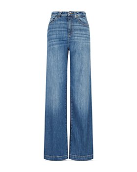 Armani - Cotton-Blend Vintage High Rise Wide Leg Jeans in Solid Dark