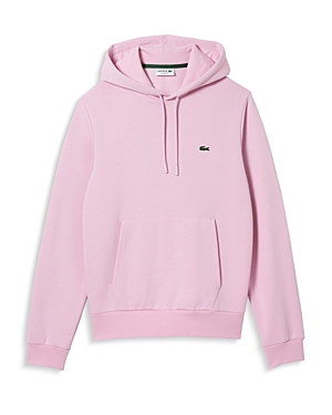 Lacoste Pink Logo Hooded Cotton-blend Sweatshirt In Pink
