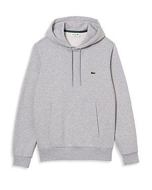 Lacoste Grey Logo Hooded Cotton-blend Sweatshirt In Silver
