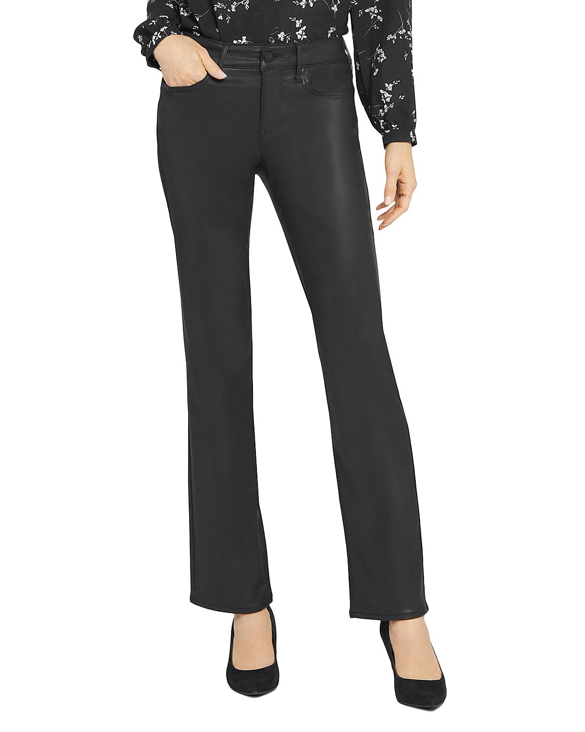 Nydj Marilyn Coated High Rise Straight Jeans