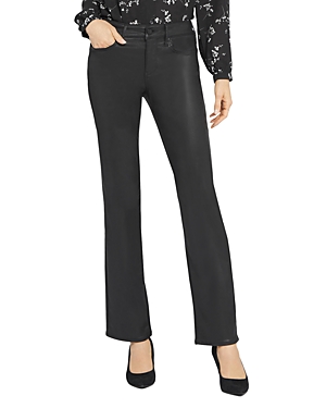 Shop Nydj Marilyn Coated High Rise Straight Jeans In Black Coated