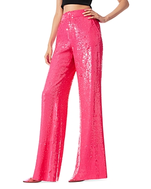 ALICE AND OLIVIA ALICA AND OLIVIA DYLAN SEQUINED WIDE LEG PANTS