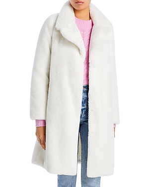 Aqua Faux-fur Coat With Wide Lapels- 100% Exclusive In Ivory