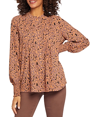 Nydj Pleated Peasant Blouse In Carmel