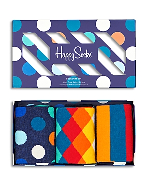 Happy Socks Classic Cotton Blend Crew Socks Gift Box, Pack of 3