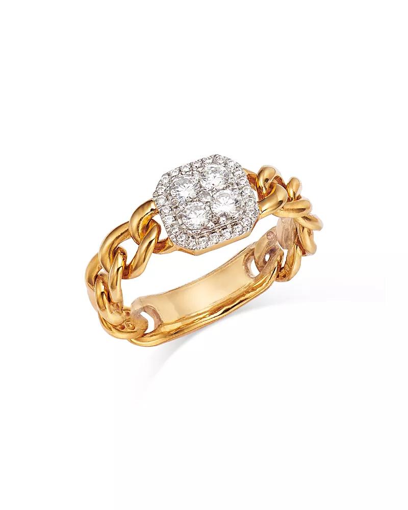 Bloomingdale's Fine Collection Diamond Halo Cluster Chain Link Ring in 14K Yellow Gold, 0.40 tcw