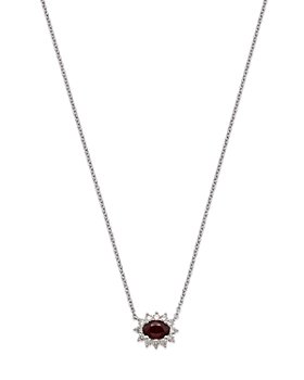 Bloomingdale's - Ruby & Diamond Starburst Halo Pendant Necklace in 18K White Gold, 18" - 100% Exclusive