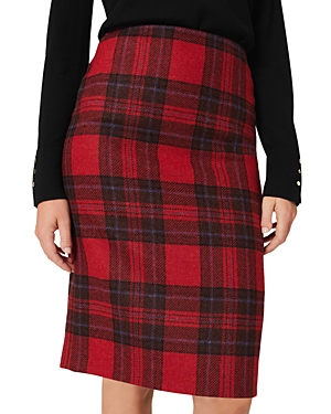 Hobbs London Daphne Herringbone Tweed Pencil Skirt In Red Black