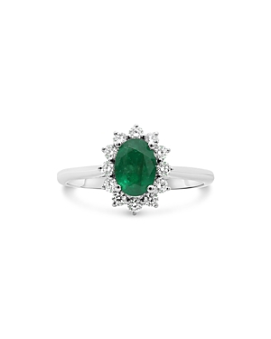 Bloomingdale's Emerald & Diamond Starburst Halo Ring In 18k White Gold - 100% Exclusive In Green/white