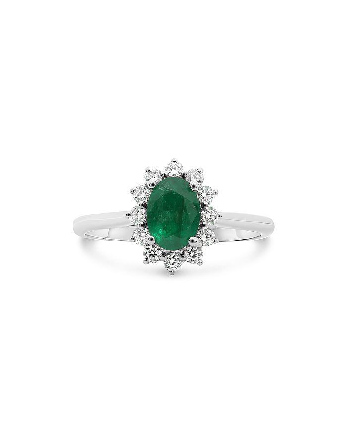 Bloomingdale's Emerald & Diamond Starburst Halo Ring in 18K White Gold ...
