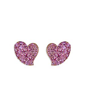 PIRANESI - 18K Rose Gold Mosaique Pink Sapphire Cluster Heart Stud Earrings