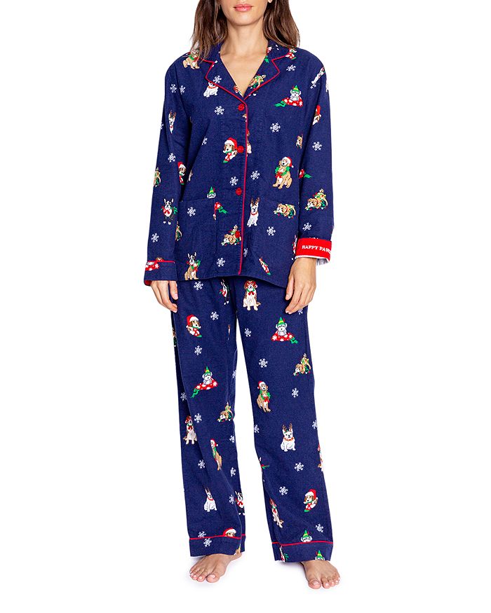 Pj Salvage Printed Holiday Pajama Set In Happy Pawlidays