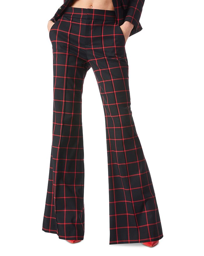 Alice and Olivia Dylan Plaid Flared Wide Leg Pants | Bloomingdale's