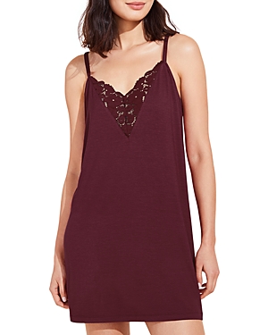 Eberjey Naya Lace Double-inset Chemise In Mulberry