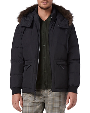 Shop Andrew Marc Gramercy Hooded Faux Fur Coat In Black