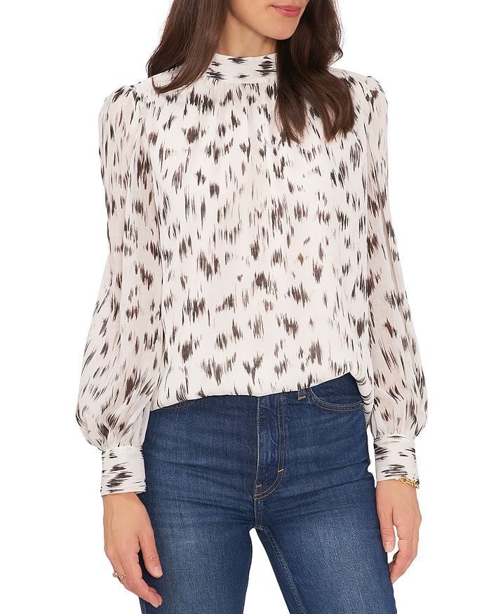 VINCE CAMUTO Printed Stand Collar Blouse | Bloomingdale's