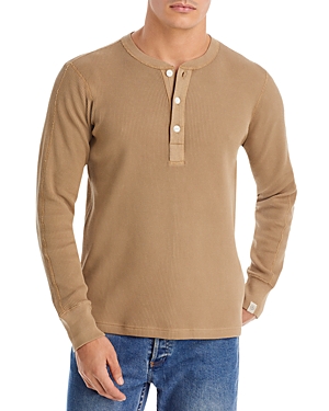 Rag & Bone Garment Dyed Waffle Knit Henley In Oatmeal