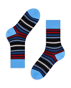 Shop Falke Tinted Stripe Socks In Dark Sapphire