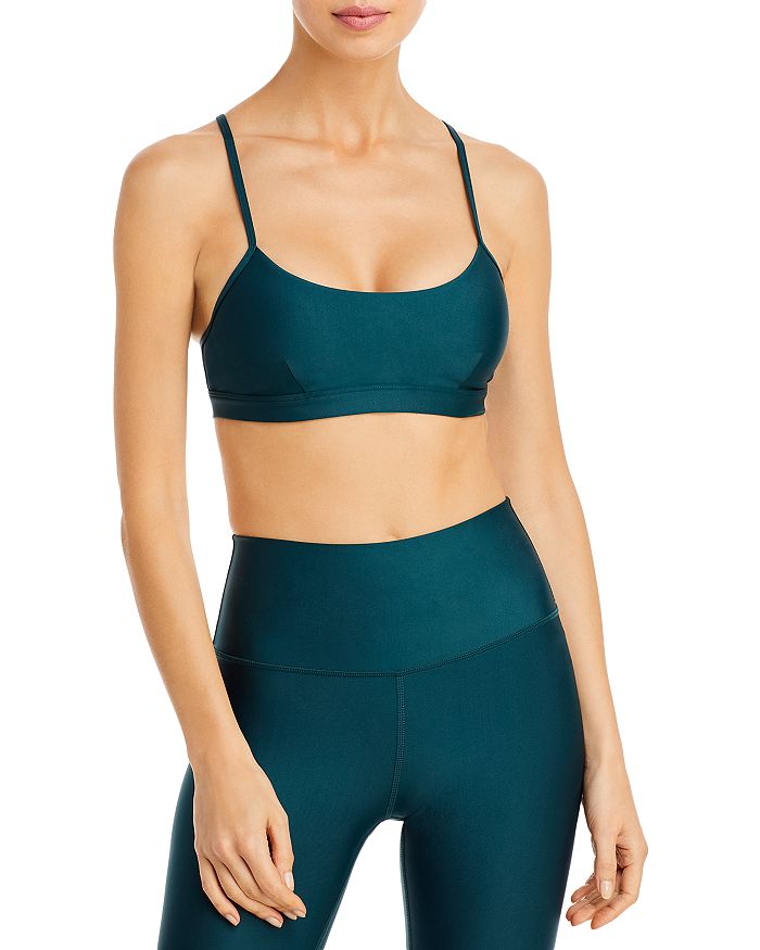 Alo Yoga Airlift Intrigue Sports Bra In Midnight Green