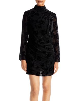 Emporio Armani - Mock Neck Sheer Stripe Mini Dress