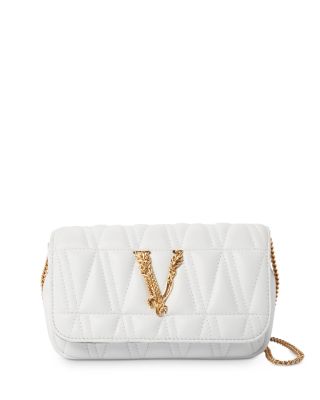 VERSACE: leather shoulder bag with V Virtus - White  Versace mini bag  DBFH312 D5VIT online at