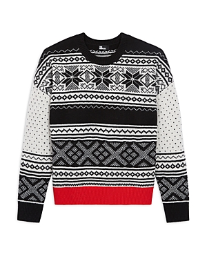 The Kooples Nordic Jacquard Crewneck Sweater In Black