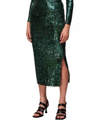 Whistles Sequined Column Midi Skirt In Dark Green | ModeSens