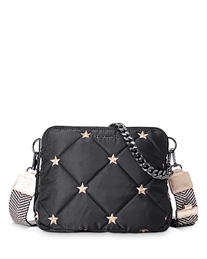 Mz Wallace Quilted Bowery Crossbody Bag In Black Bedford Air Star/gunmetal
