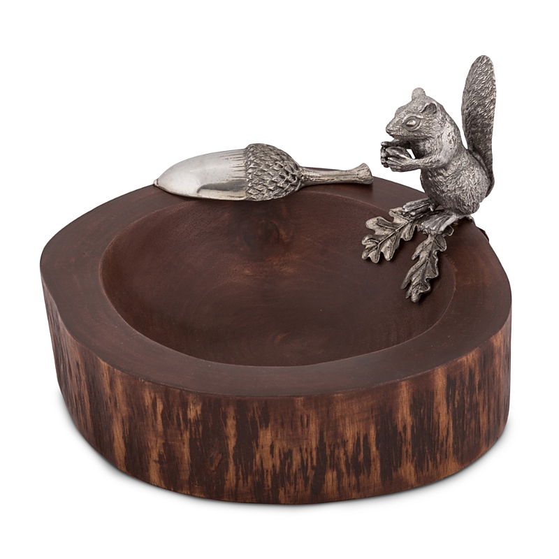 Vagabond House Standing Squirrel Nut Bowl And Scoop In Pewter