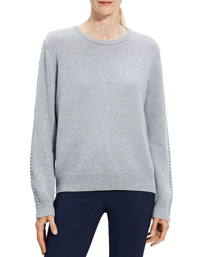 Theory Blanket Stitch Crewneck Cashmere Sweater | Bloomingdale's