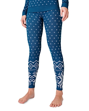 Sweaty Betty Fair Isle Jacquard Base Layer Leggings In Deep Blue