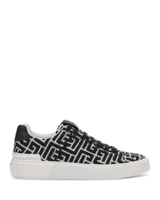 Balmain B Court Monogram Jacquard Low-top Sneaker In Ivory/black