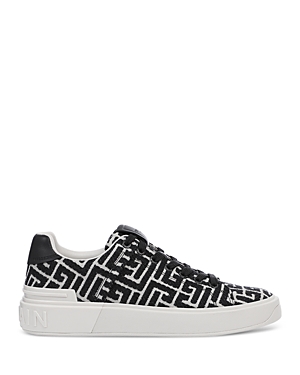 Balmain B Court Monogram Jacquard Low-top Sneaker In Ivory/black