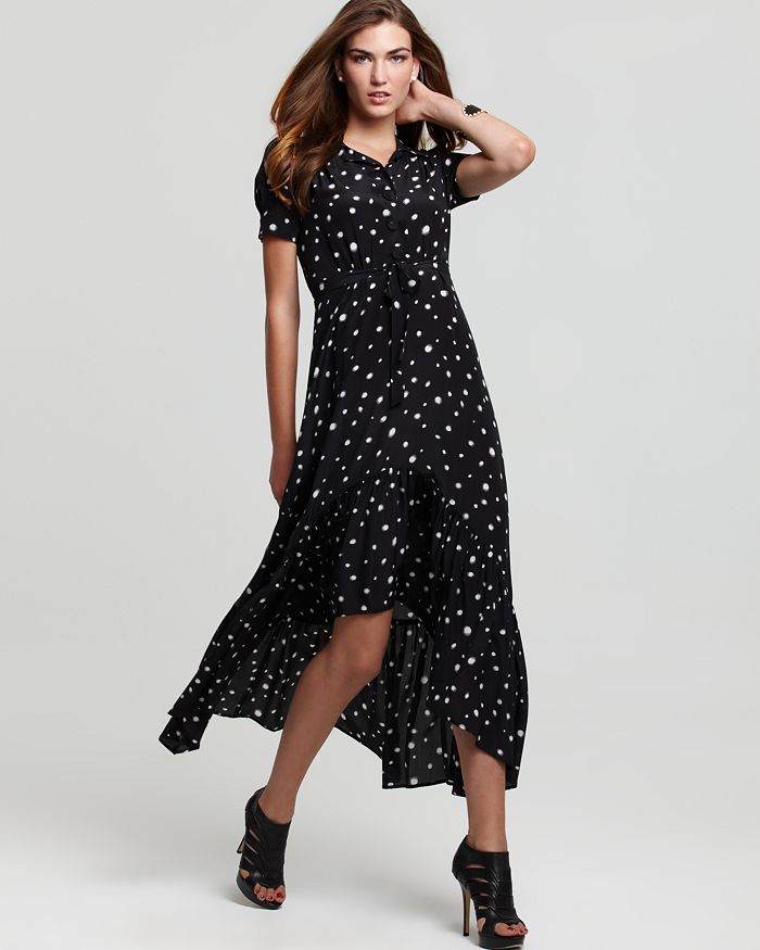 ABS by Allen Schwartz Dress Button Front High Low Maxi