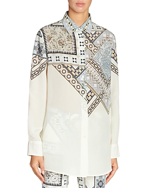 ETRO PLACED PRINT BUTTON FRONT SILK SHIRT
