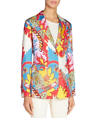 Etro Blooming Paisley Jacquard Blazer Jacket In Red