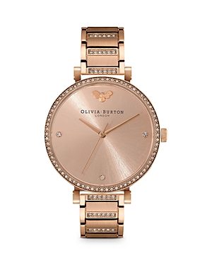 Olivia Burton Women's T-bar Carnation Gold-tone Stainless Steel Bracelet Watch 32mm In Rose Gold