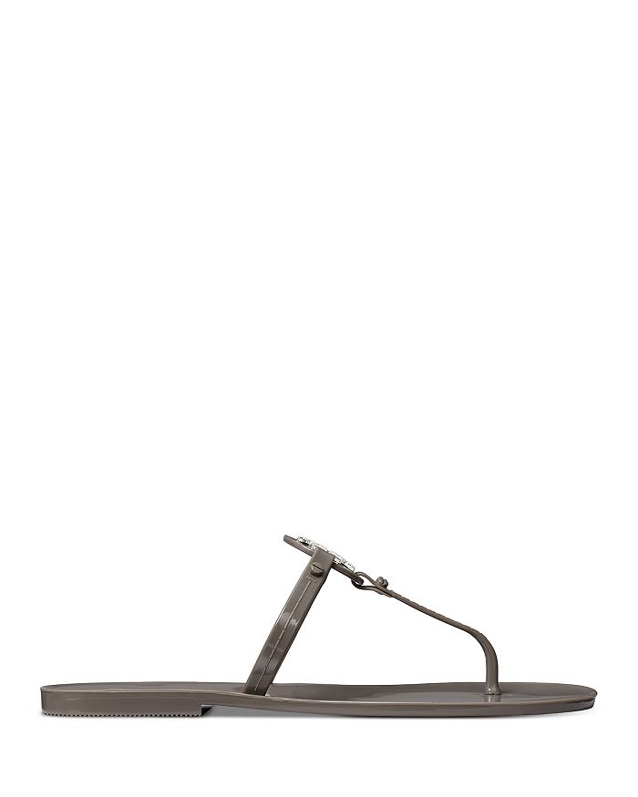 Tory Burch Mini Miller Jelly Flat Thong Sandals In River Rock/silver