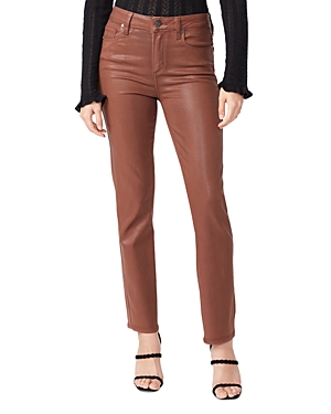 PAIGE CINDY HIGH RISE STRAIGHT LUXE COATING JEANS IN COGNAC