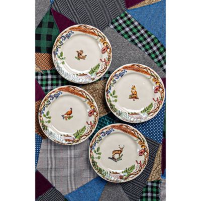 Forest Walk Caf&amp;eacute; Au Lait Dessert/Salad Plate, Assorted Set 4