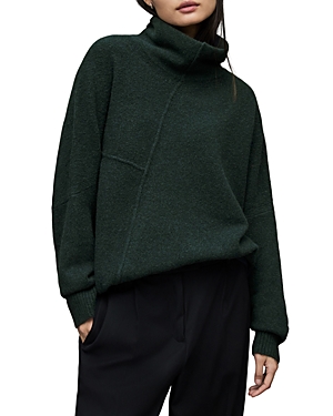 Allsaints Lock Mock Neck Sweater In Fern Green