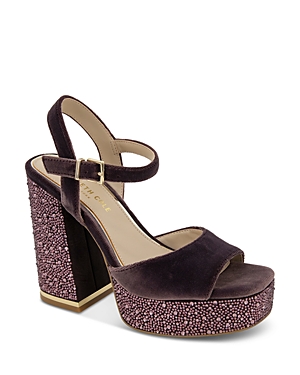 Women's Dolly Square Toe Crystal Embellished High Heel Platform Sandals