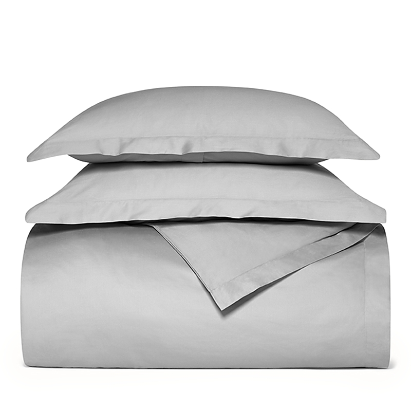 Boll & Branch Signature Organic Cotton Hemmed Duvet Set, Full/queen In Pewter