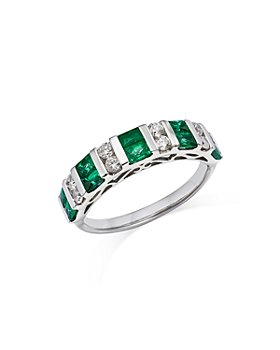 Bloomingdale's - Emerald & Diamond Band in 14K White Gold - 100% Exclusive