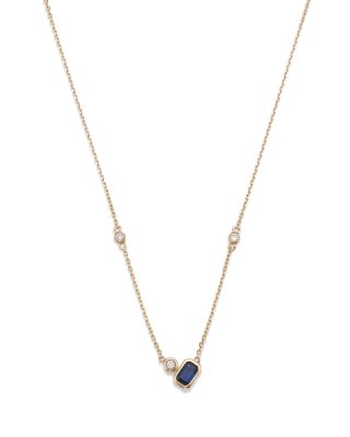 Bloomingdale's Fine Collection - Sapphire and Diamond Accent Necklace in 14K Yellow Gold, 18"